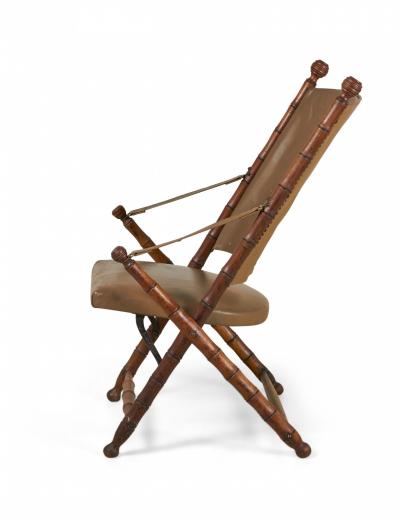  Faux Bamboo Folding Leather Sling Chair