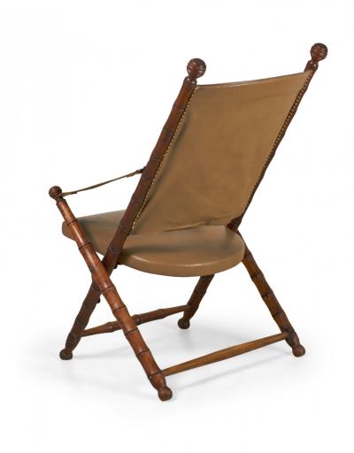  Faux Bamboo Folding Leather Sling Chair