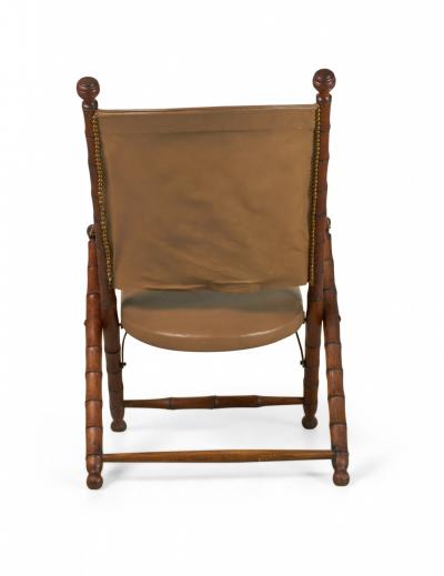  Faux Bamboo Folding Leather Sling Chair