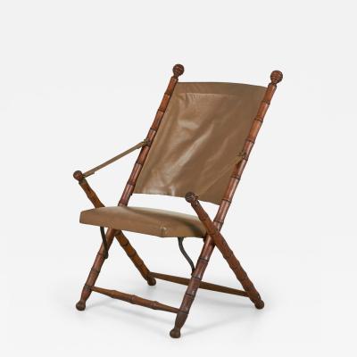  Faux Bamboo Folding Leather Sling Chair