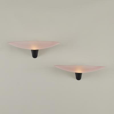  Federico de Majo Soft pink Italian Murano glass Teo wall lights signed by Federico De Majo