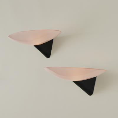  Federico de Majo Soft pink Italian Murano glass Teo wall lights signed by Federico De Majo