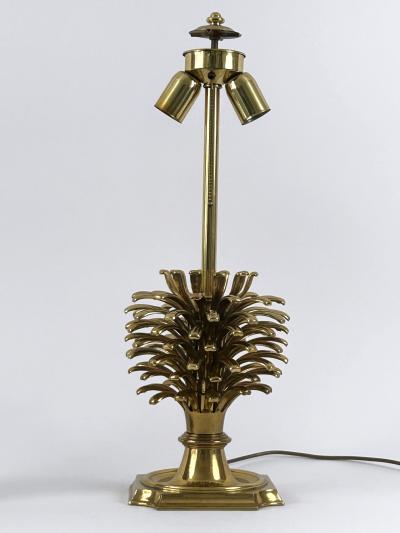  Feese Set of Two Large Exceptional Brass Pine Cone Table Lamps by Feese Germany 1980s