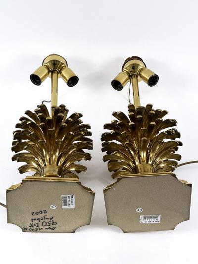  Feese Set of Two Large Exceptional Brass Pine Cone Table Lamps by Feese Germany 1980s