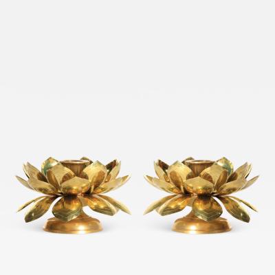  Feldman Lighting Co Feldman Brass Lotus Candle Holders in the Style of Parzinger