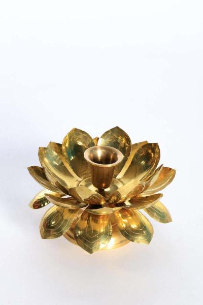  Feldman Lighting Co Feldman Brass Lotus Candle Holders in the Style of Parzinger