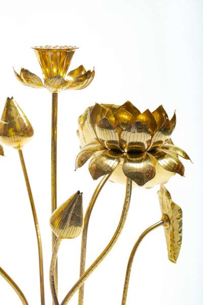  Feldman Lighting Co Feldman Chinoiserie Adjustable Brass Lotus Bouquet Sculpture circa 1970