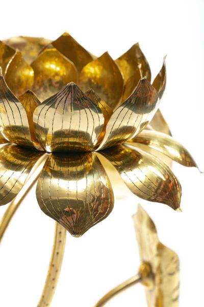  Feldman Lighting Co Feldman Chinoiserie Adjustable Brass Lotus Bouquet Sculpture circa 1970