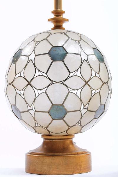  Feldman Lighting Co Feldman White Capiz Shell and Brass Table Lamp circa 1960