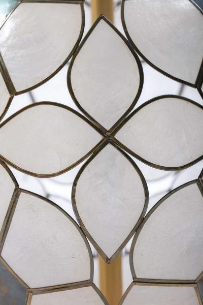  Feldman Lighting Co Feldman White Capiz Shell and Brass Table Lamp circa 1960