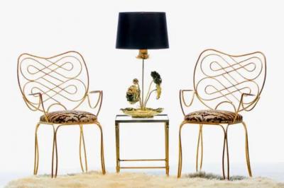  Feldman Lighting Co Hollywood Regency Lotus Flower Lamp in Polished Brass by Feldman c 1960