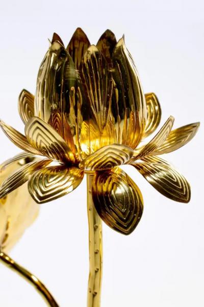  Feldman Lighting Co Hollywood Regency Lotus Flower Lamp in Polished Brass by Feldman c 1960