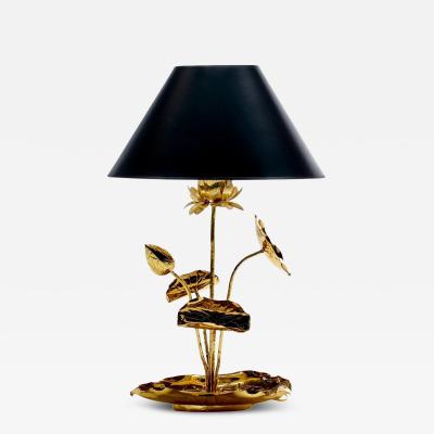  Feldman Lighting Co Hollywood Regency Lotus Flower Lamp in Polished Brass by Feldman c 1960