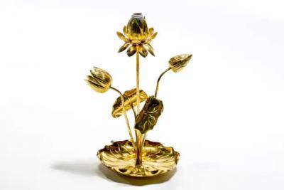  Feldman Lighting Co Hollywood Regency Lotus Flower Lamp in Polished Brass by Feldman c 1960