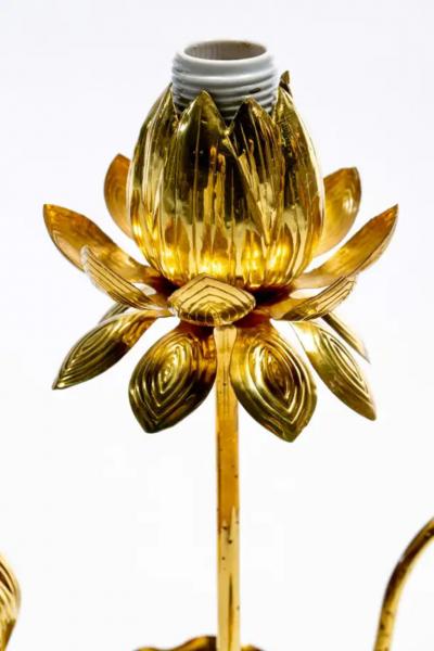  Feldman Lighting Co Hollywood Regency Lotus Flower Lamp in Polished Brass by Feldman c 1960