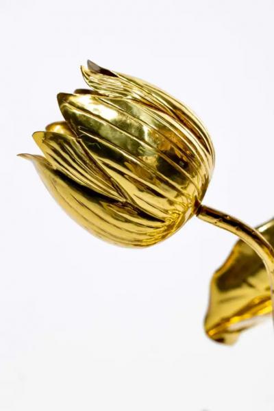  Feldman Lighting Co Hollywood Regency Lotus Flower Lamp in Polished Brass by Feldman c 1960