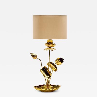  Feldman Lighting Co Hollywood Regency Lotus Flower Lamp in Polished Brass by Feldman c 1960