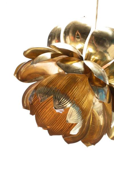  Feldman Lighting Co Large Brass Lotus Fixture by Feldman Lighting Company in the Style of Parzinger