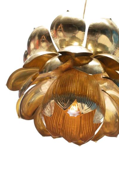  Feldman Lighting Co Large Brass Lotus Fixture by Feldman Lighting Company in the Style of Parzinger