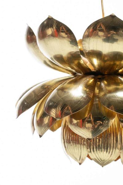  Feldman Lighting Co Large Brass Lotus Fixture by Feldman Lighting Company in the Style of Parzinger
