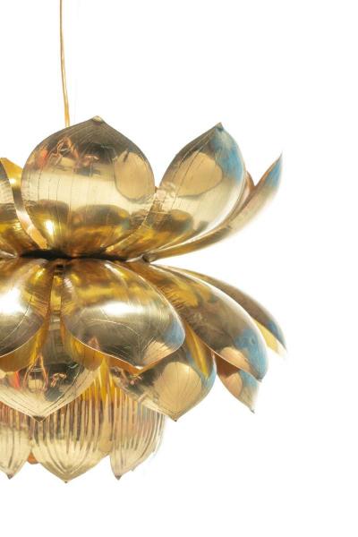  Feldman Lighting Co Large Brass Lotus Fixture by Feldman Lighting Company in the Style of Parzinger
