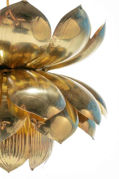  Feldman Lighting Co Large Brass Lotus Fixture by Feldman Lighting Company in the Style of Parzinger