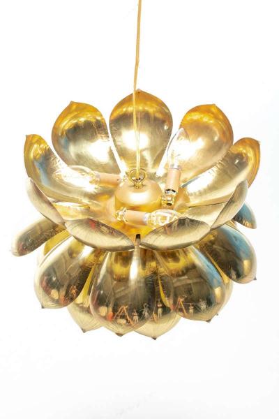 Feldman Lighting Co Large Brass Lotus Fixture by Feldman Lighting Company in the Style of Parzinger