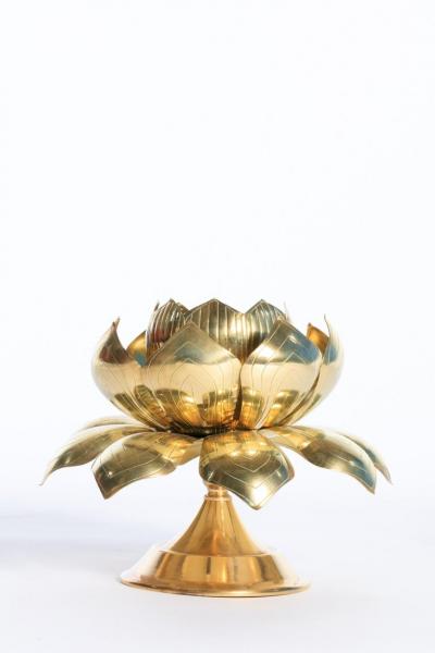  Feldman Lighting Co Large Centerpiece Lotus Candle Holders Pair Available
