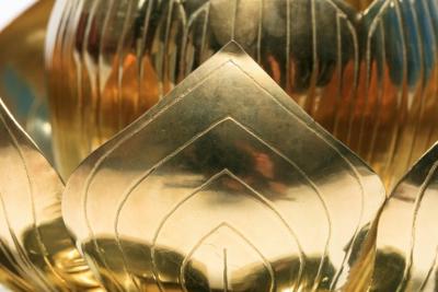  Feldman Lighting Co Large Centerpiece Lotus Candle Holders Pair Available