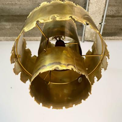  Feldman Lighting Co Mid Century Modern Brutalist Chandelier Pendant by Tom Greene Patinated Brass