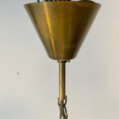  Feldman Lighting Co Mid Century Modern Brutalist Chandelier Pendant by Tom Greene Patinated Brass