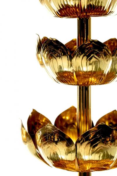  Feldman Lighting Co Pair of Hollywood Regency Tall Brass Lotus Lamps by Feldman Lighting circa 1960s