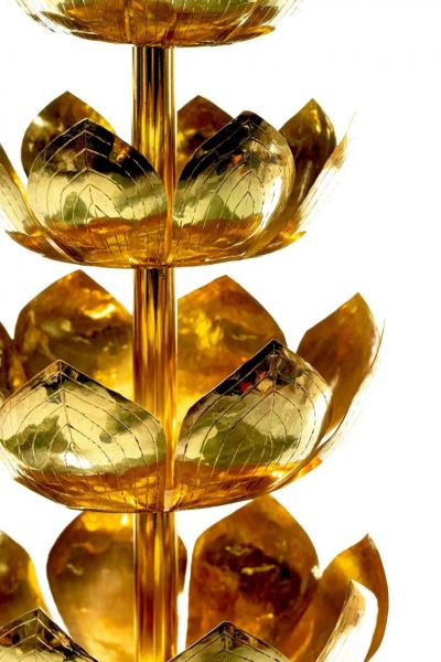  Feldman Lighting Co Pair of Hollywood Regency Tall Brass Lotus Lamps by Feldman Lighting circa 1960s