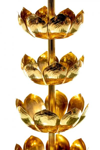  Feldman Lighting Co Pair of Hollywood Regency Tall Brass Lotus Lamps by Feldman Lighting circa 1960s