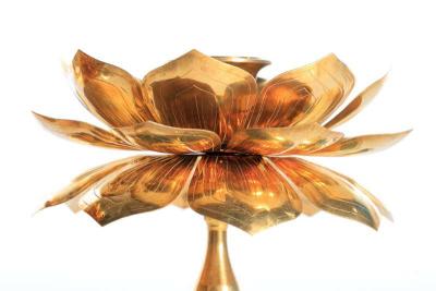  Feldman Lighting Co Pair of Parzinger Style Feldman Lotus Candlesticks