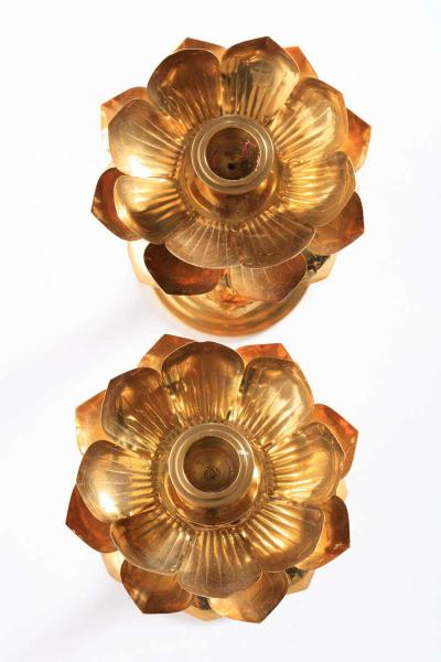  Feldman Lighting Co Pair of Parzinger Style Feldman Lotus Candlesticks