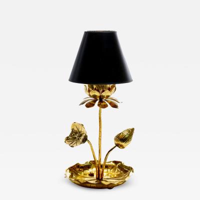  Feldman Lighting Co Petite Hollywood Regency Lotus Flower Lamp in Polished Brass by Feldman c 1960
