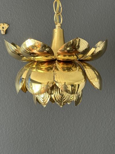  Feldman Lighting Co Small Brass Lotus Light Pendant