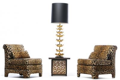  Feldman Lighting Co Tall Brass Feldman Lighting Lamp with Lotus Flower Layered Detail c 1955