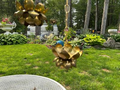 Feldman Lighting Co Wonderful Feldman 3 Light Brass Lotus Flower Pendant Chandelier Light Midcentury