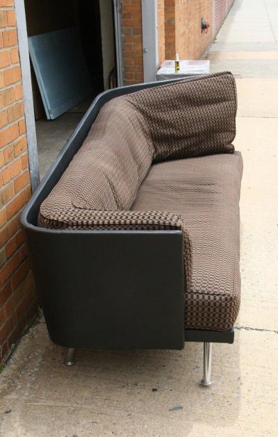 Felicerossi Felicerossi Tan and Dark Brown Asymmetrical Loveseat Settee