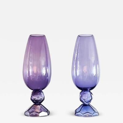  Fendi Casa Fendi Casa Hand blown Vetri Glass Art stico Murano Vases Amethyst Faceted Cut