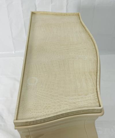 Fendi Fendi Cream Lacquered 2 Drawer Commode with Crocodile Embossed Leather Tray Top