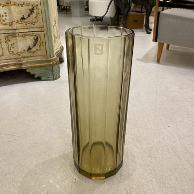  Fendi Fendi Murano Glass Fum Faceted Vase