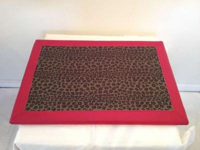  Fendi Fendi Red Leather Leopard Print Glass Bar Tray