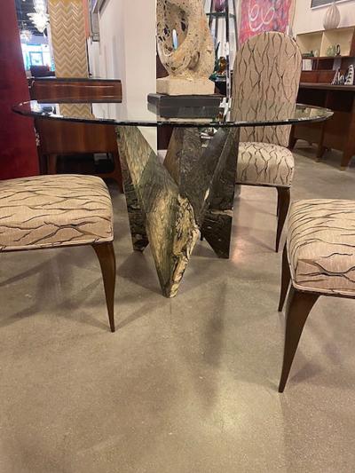  Ferrari A Fine Faceted Serpentine Marble Table by Ferrari
