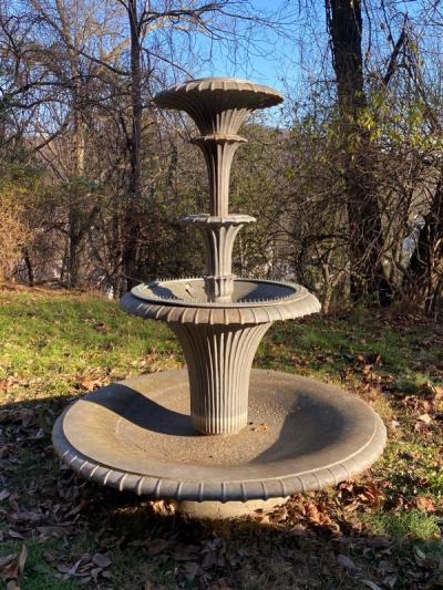  Ferro Brandt MONUMENTAL AND RARE ALUMINUM ART DECO GARDEN FOUNTAIN