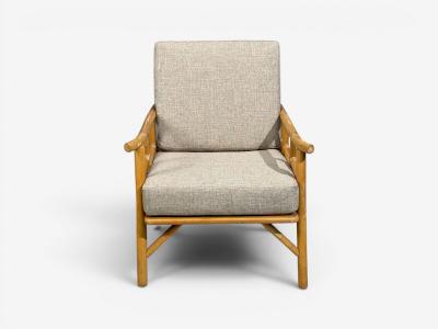  Ficks Reed Ficks Reed Lounge Chairs Bamboo Cane Beige Tweed USA 1950s