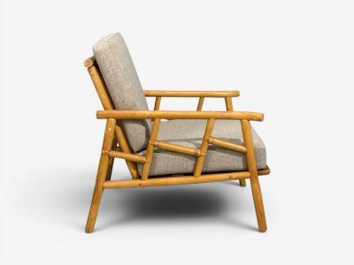 Ficks Reed Ficks Reed Lounge Chairs Bamboo Cane Beige Tweed USA 1950s