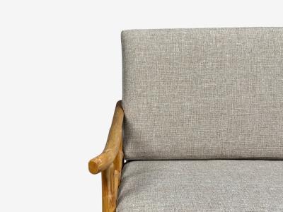  Ficks Reed Ficks Reed Three Seater Sofa Bamboo Cane Beige Tweed USA 1950s
